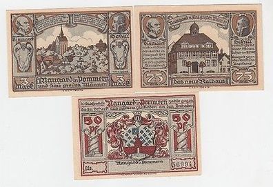 3 Banknoten Notgeld Stadtsparkasse Naugard in Pommern o.D. (1921)