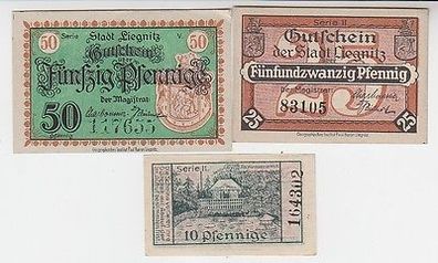 3 Banknoten Notgeld Stadt Liegnitz um 1921