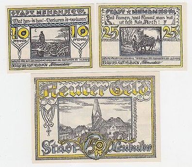 3 Banknoten Notgeld Reutergeld Stadt Neubuckow 1922