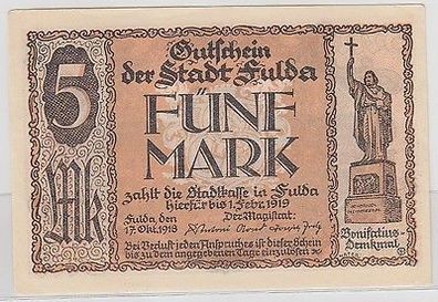 5 Mark Banknote Stadtkasse in Fulda 1918