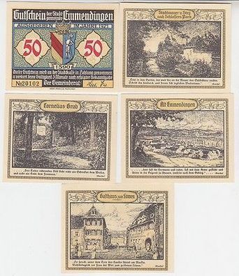 5 Banknoten Notgeld Stadt Emmendingen 1921