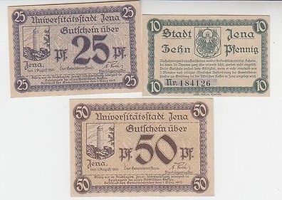 3 Banknoten Notgeld Universitätsstadt Jena 1920