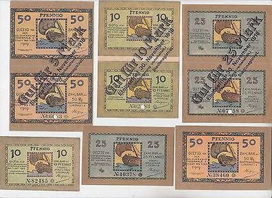 6 Banknoten Notgeld Stadt Lindau i.B. 1918/1919