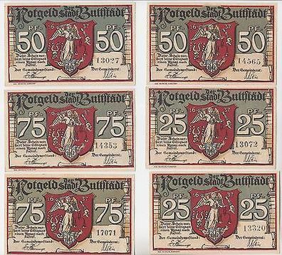 6 Banknoten Notgeld Komplette Serie Stadt Buttstädt o.D. (1921)