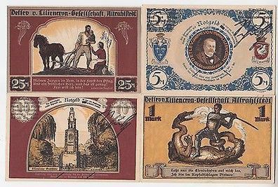 4 Banknoten Notgeld Gemeinde Altrahlstedt Lilencron Gesellschaft 1922