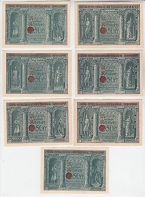 7 Banknoten Notgeld Stadt Allstedt 1921