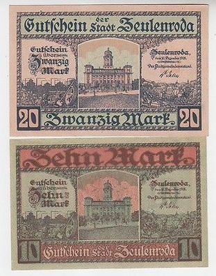 2 Banknoten 10 und 20 Mark Groß-Notgeld Stadt Zeulenroda 1918