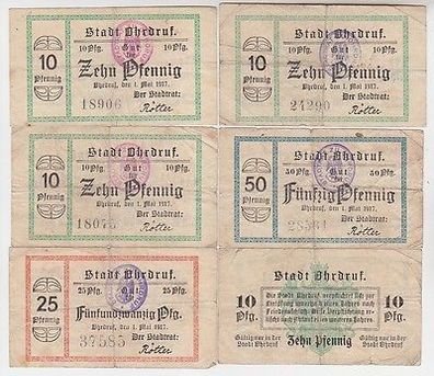 6 Banknoten Notgeld Stadt Ohrdruf 1917