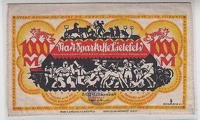 1000 Mark Banknote Inflation Seide 1922 fast Kassenfrisches Bielefelder Notgeld