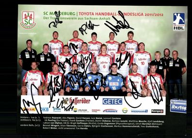 Mannschaftskarte SG Magdeburg 2011-12 14x Original Signiert ## BC G 30622