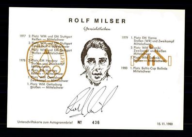 Rolf Milser Autogrammkarte Original Signiert Gewichtheben ## BC G 30676