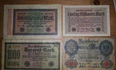 Reichsbanknoten Konvolut 10 Scheine verschiedene Werte