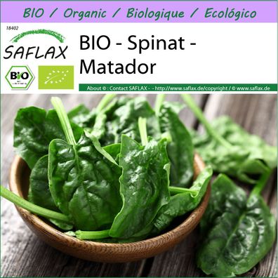 SAFLAX - BIO - Spinat - Matador - Spinacia - 300 Samen
