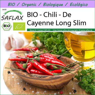 SAFLAX - BIO - Chili - De Cayenne Long Slim - Capsicum - 10 Samen