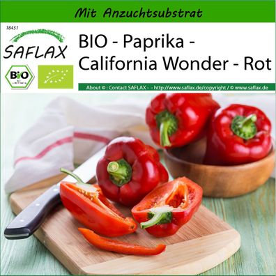 SAFLAX - BIO - Paprika - California Wonder - Rot - Capsicum - 20 Samen