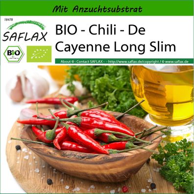 SAFLAX - BIO - Chili - De Cayenne Long Slim - Capsicum - 10 Samen