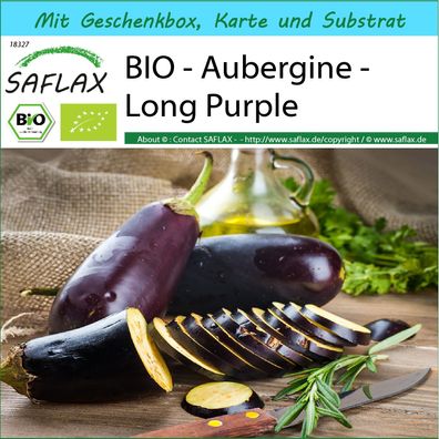 SAFLAX Geschenk Set - BIO - Aubergine - Long Purple - Solanum - 20 Samen
