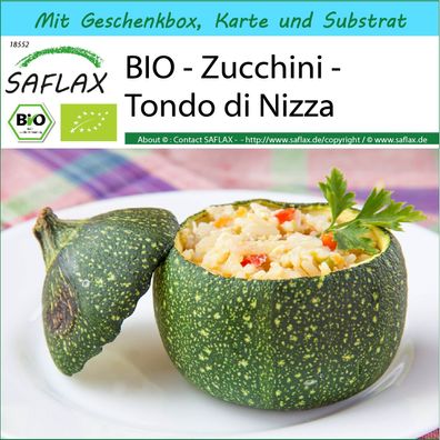 SAFLAX Geschenk Set - BIO - Zucchini - Tondo di Nizza - Cucurbita - 5 Samen