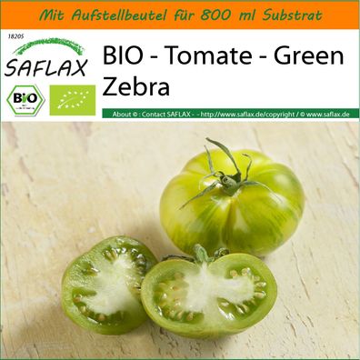 SAFLAX Garden in the Bag - BIO - Tomate - Green Zebra - Solanum - 10 Samen