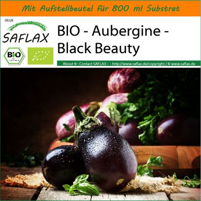 SAFLAX Garden in the Bag - BIO - Aubergine - Black Beauty - Solanum - 25 Samen