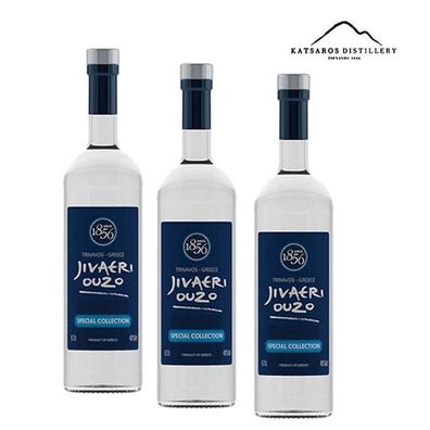 Ouzo Tirnavou Katsaros Jivaeri special collection triple distilled 3x 700ml