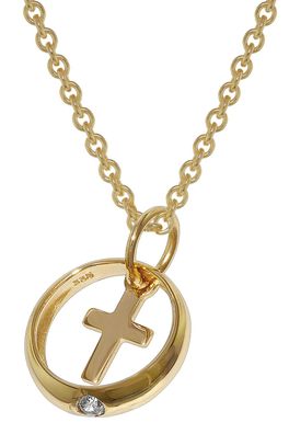 trendor Schmuck Taufring Anhänger mit Kreuz Gold 333 + vergoldete Silberkette 39485