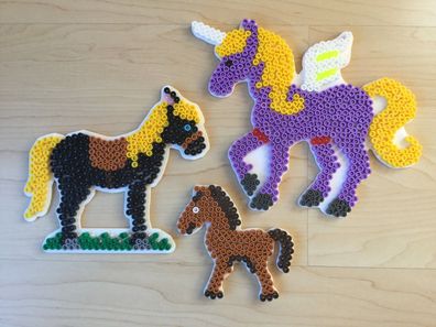 3 Stiftplatten Hama midi: Pony Pferd Pegasus, Bügelperlen Perlen Einhorn Fohlen