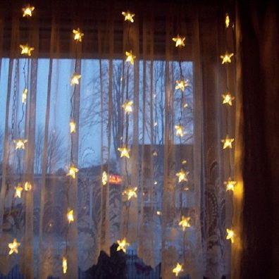 LED Lichtervorhang 20 Sterne Dauerlicht 10 blinkend 90x120cm warmweiß 2006-71