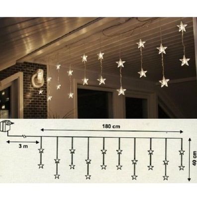 LED Lichtervorhang 20 Sterne 180x40cm warmweiß innen 2006-73 xmas