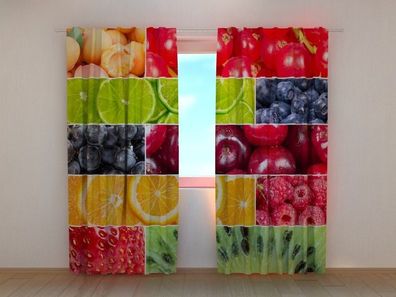 Fotogardine Beeren und Früchte, Fotovorhang mit Motiv, Digitaldruck, Gardine auf Maß