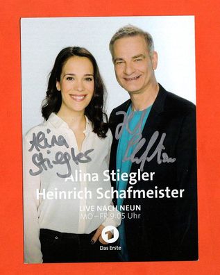 Alina Stiegler und H. Schafmeister (Fernsehmoderatoren) - persönlich signiert