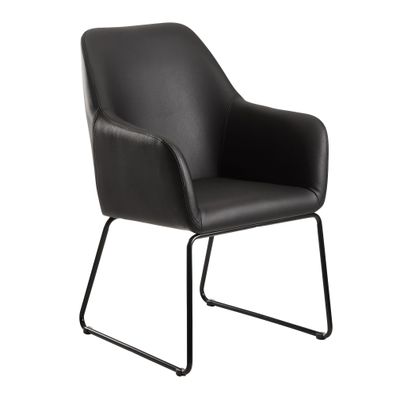 Wohnling Esszimmerstuhl Schwarz Kunstleder / Metall Küchenstuhl Stuhl Modern