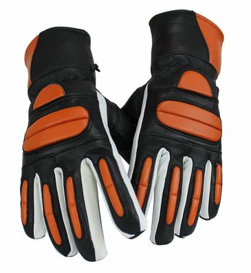 Motorrad BIKER Echt Lamm Leder Handschuhe Custom GLOVES Retro Orange