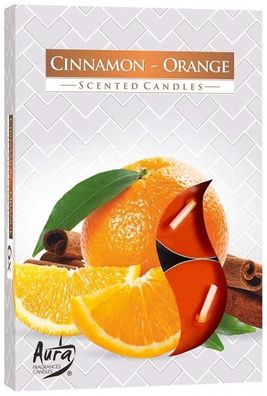 Bispol Aura Duft-Teelichter Cinnamon-Orange 6er