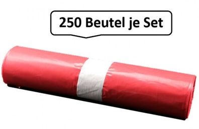 250 Qualitäts- Müllsack, Abfallsack, Müllbeutel 120 Liter, ROT, 38my, EXTRA REIßFEST