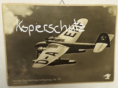 Heinkel See Mehrzweckeflugzeug He 115 Werbebild auf Pappe
