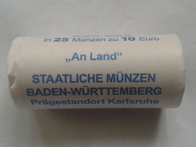 Original 25 x 10 euro 2020 Rolle G (Karlsruhe) Polymermünze An Land bfr Polymerring