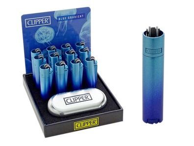 Clipper Classic Metall Lighter Original Feuerzeug ´Metal BLUE Gradient´ + Metal Box
