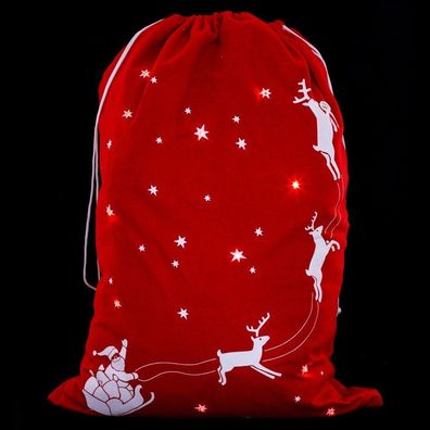 Weihnachtsmann-Geschenktasche mit LED-Leuchten, rot 50 x 70 cm