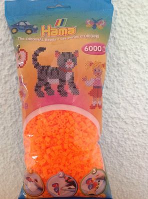 6000 HAMA Bügelperlen midi Farbe Neon - Orange Nr. 38, Perlen für Stiftplatten