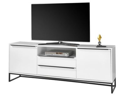 TV-Lowboard Board weiß mit schwarz Unterschrank für Flat-TV in Komforthöhe Lille