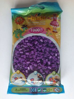 1000 HAMA Bügelperlen midi, Farbe Lila Nr. 07, Perlen für Stiftplatten, violett