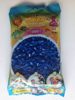 1000 HAMA Bügelperlen midi, Farbe Dunkelblau Nr. 08, Perlen für Stiftplatten, blau