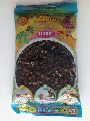1000 HAMA Bügelperlen midi, Farbe Braun Nr. 12, Perlen für Stiftplatten, Pferd Baum