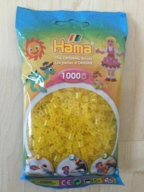 1000 HAMA Bügelperlen midi, Farbe Transparent - Gelb Nr. 14, Perlen für Stiftplatten