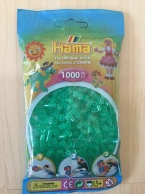 1000 HAMA Bügelperlen midi, Farbe Transparent - Grün Nr. 16, Perlen für Stiftplatten
