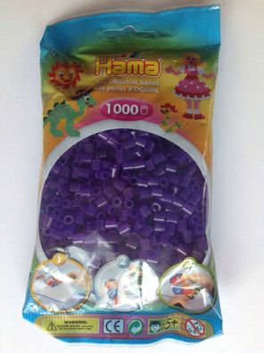 1000 HAMA Bügelperlen midi, Farbe Transparent - Lila Nr. 24, Perlen für Stiftplatten
