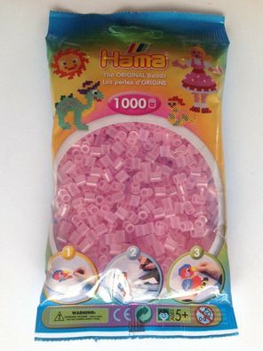 1000 HAMA Bügelperlen midi, Farbe Transparent - Pink Nr. 72, Perlen für Stiftplatten