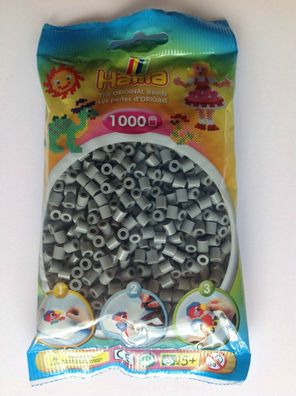 1000 HAMA Bügelperlen midi, Farbe Grau Nr. 17, Perlen für Stiftplatten,