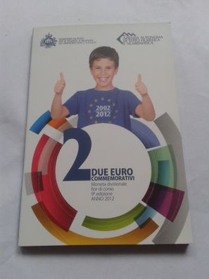 Original 2 euro 2012 San Marino Euro Einführung Bargeld coincard im Folder Blister
